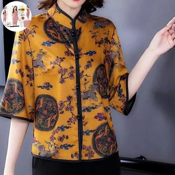 Blouse Cheongsam orang tua//atasan qipao CNY nenek nenek
