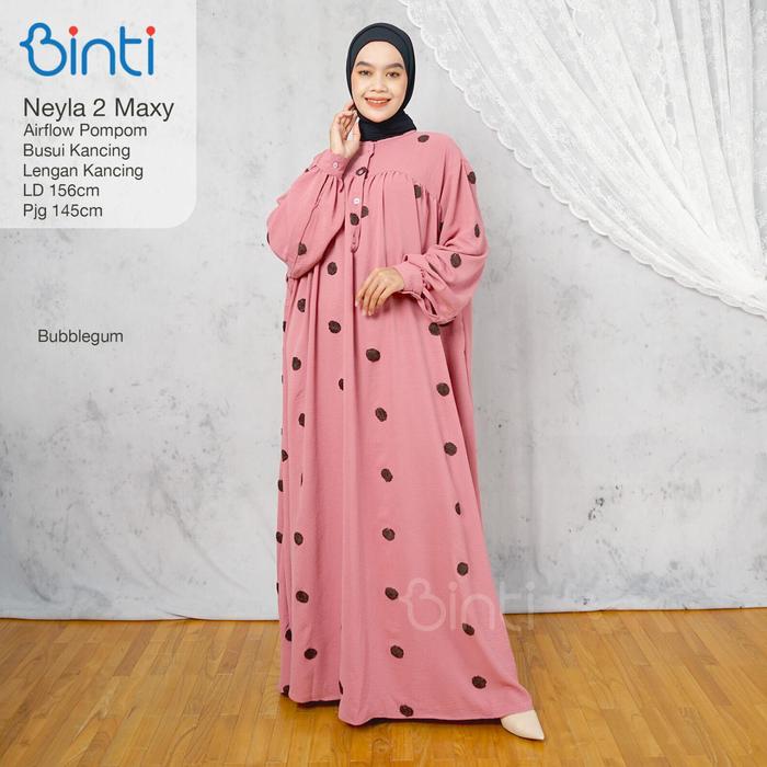 ORIGINAL DRESS JUMBO NEYLA#2 LD 156 5XL XXXXXL BAHAN AIRFLOW POMPOM By BINTI GAMIS JUMBO TERBARU DRE