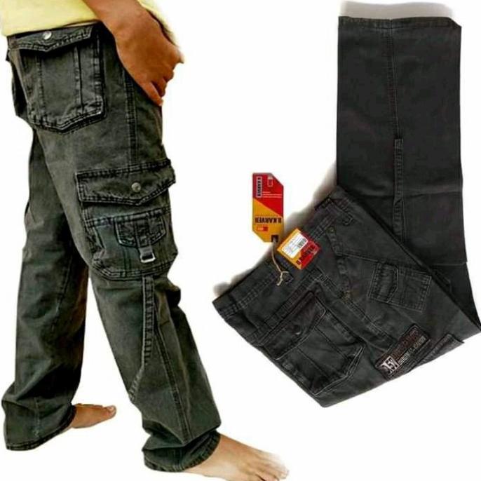 Celana Cargo Jeans Panjang Pria Dewasa Kempol Regular Fit Size 27 - 32