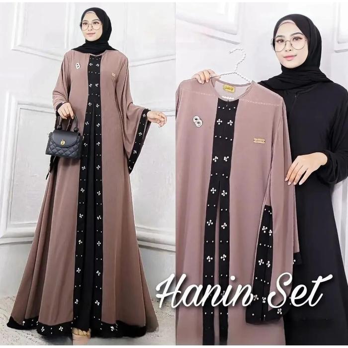 ORIGINAL ANZ - Dress outer wanita kekinian HANIN SET / Dress muslim simple elegan / Pakaian muslim w
