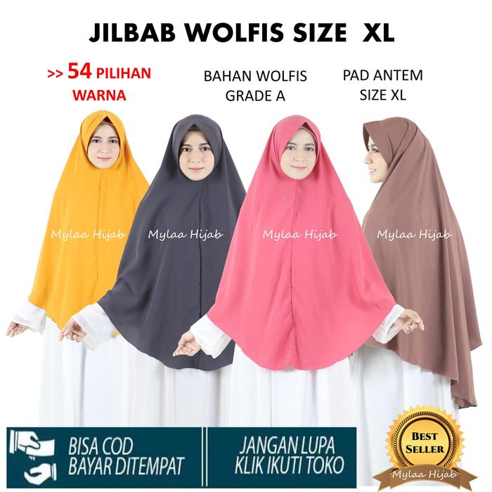 ORIGINAL Mylaa Hijab size XL Jilbab Instan Kerudung pesantren dayah wolfis Wolpeach Wolvis pads ante