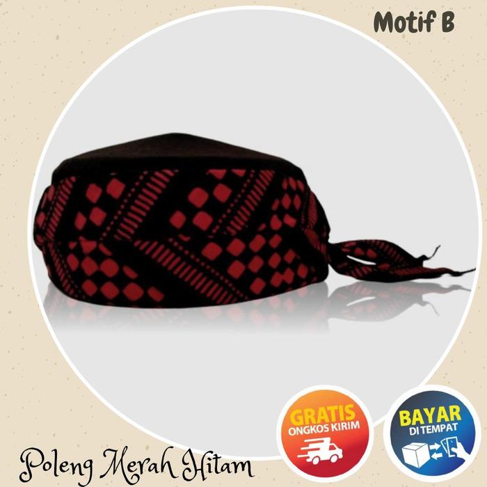 PECI BATIK JOGOKARIYAN MOTIF POLENG MERAH HITAM KOPIAH SONGKOK SORBAN KUPLUK TANPA ATAU DENGAN EKOR 