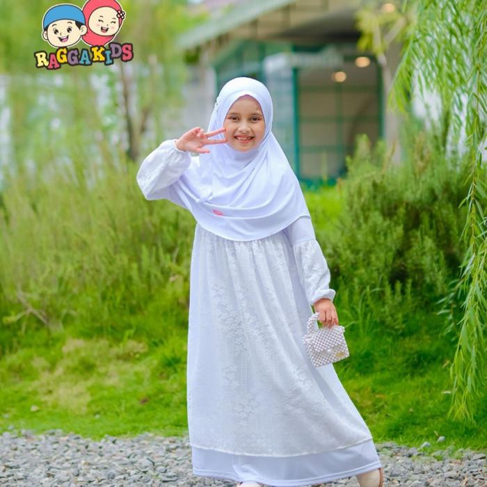 GAMIS ANAK PUTIH BROKAT CANTIK RG 52 MODEL 3 RAGGAKIDS / GAMIS PUTIH