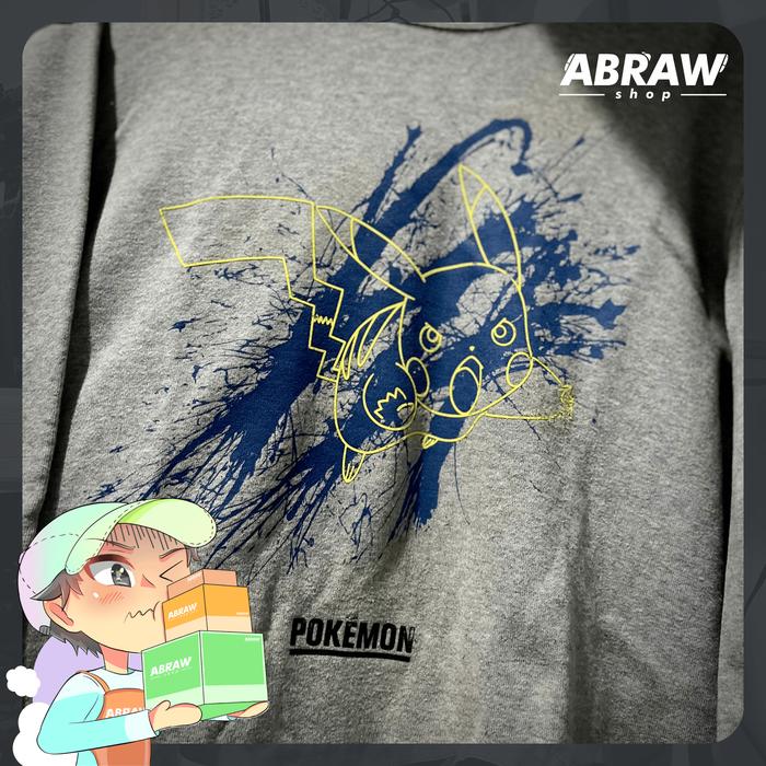 Pokemon X Uniqlo Meguru Yamaguchi Pikachu Crewneck Sweater Gray