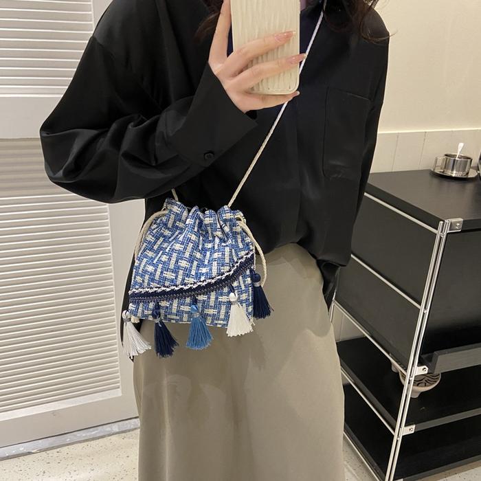 Tas Serut Wanita Tas Selempang Sling Bag Serut Tas Buket Bucket Bag Korean Style Tas Kanvas