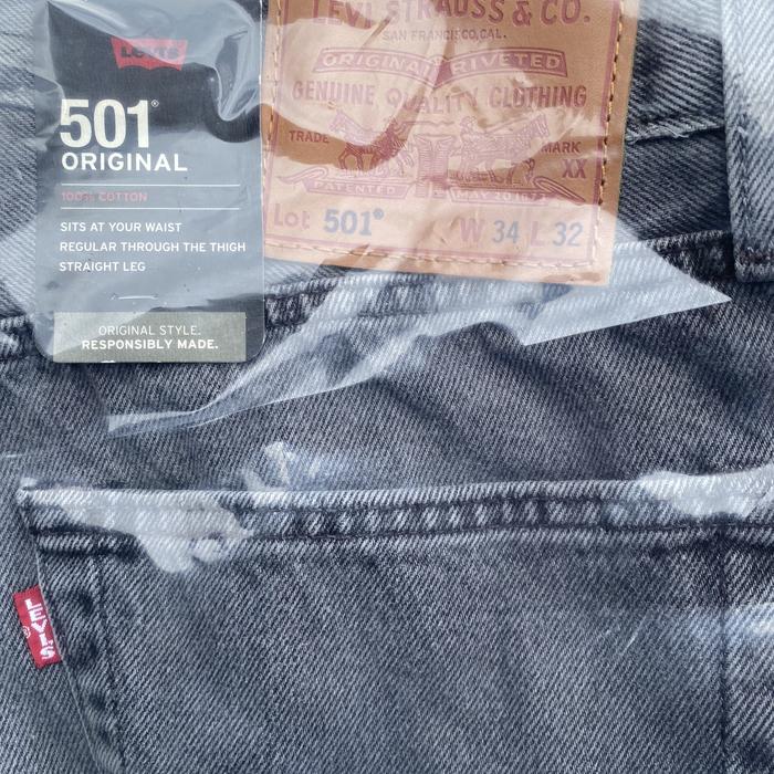 Levis 501 BIG E Original Celana Jeans Pria Warna Grey Bahan 100% Cotton Size W34L32 Berkualitas Ting