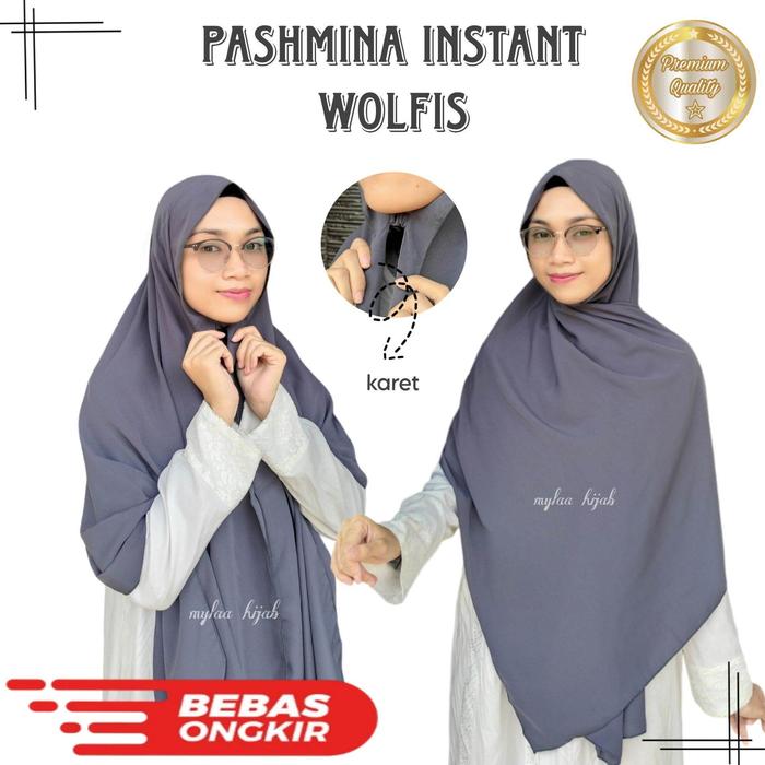 ORIGINAL mylaa hijab Jilbab Instan PASHMINA KARET WOLFIS PREMIUM tali karet dagu hijab instan kekini