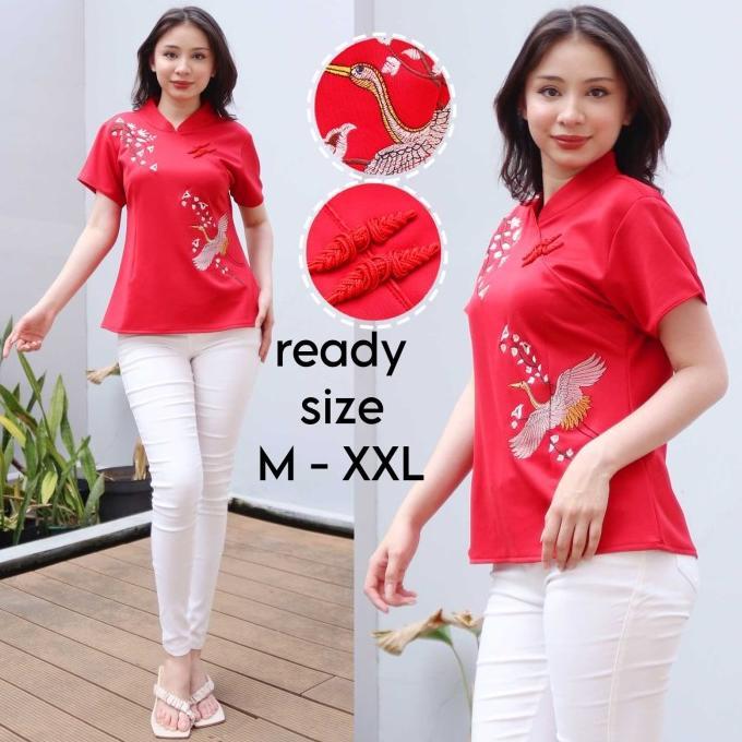 Blouse Imlek Blouse Cheongsam Blouse Chongsam Blouse Merah Imlek
