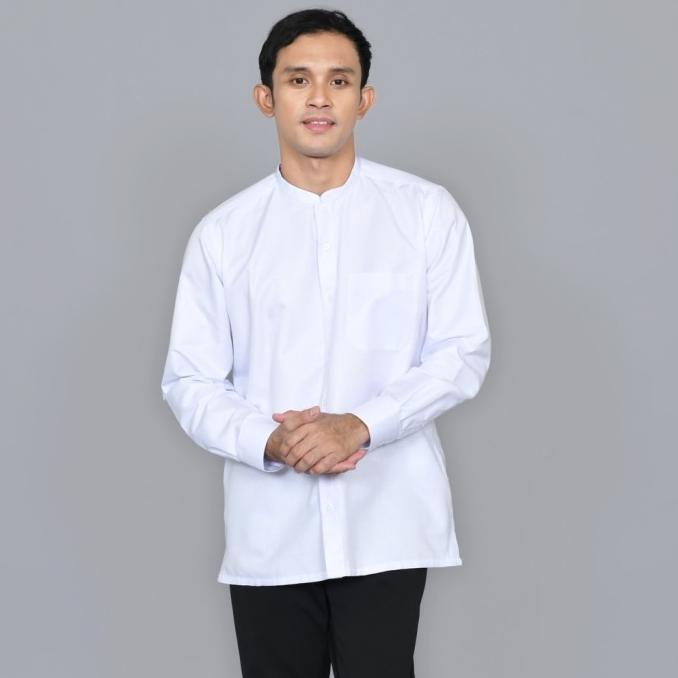 Baju Koko Pria RITA RICCI Putih Polos Garis Timbul
