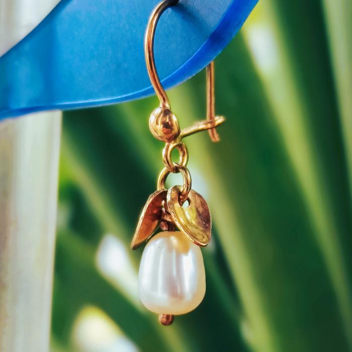 Anting Emas Mutiara Asli emas 40%
