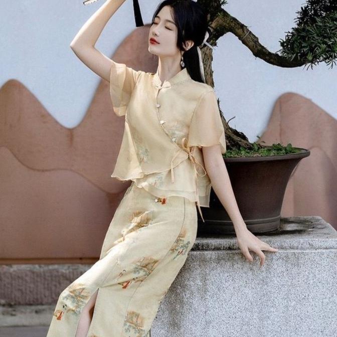 cheongsam dress wanita set/cheongsam imlek/cheongsam premium import