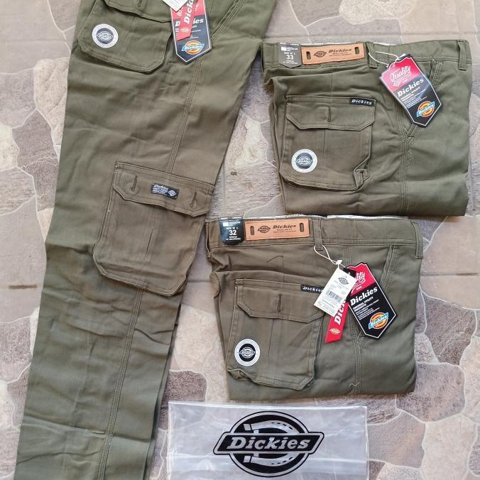 Celana Cargo Panjang Pria Hijau Army Distro Dickies