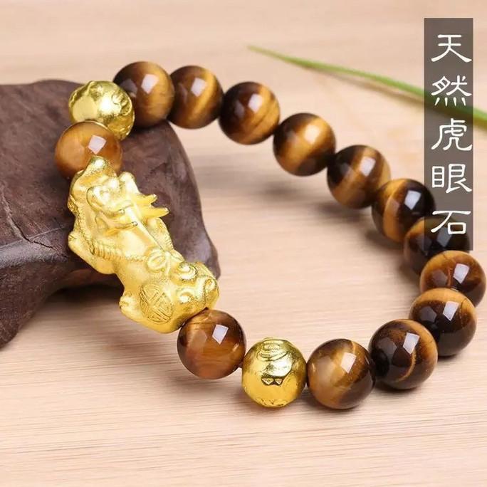 SEDIA gelang batu tiger eye pixiu emas asli 24k hongkobg