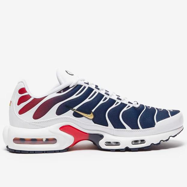 SEPATU OLAHRAGA PRIA NIKE AIR MAX PLUS TN PSG WHITE/METALIC GOLD/MIDNIGHT NAVY