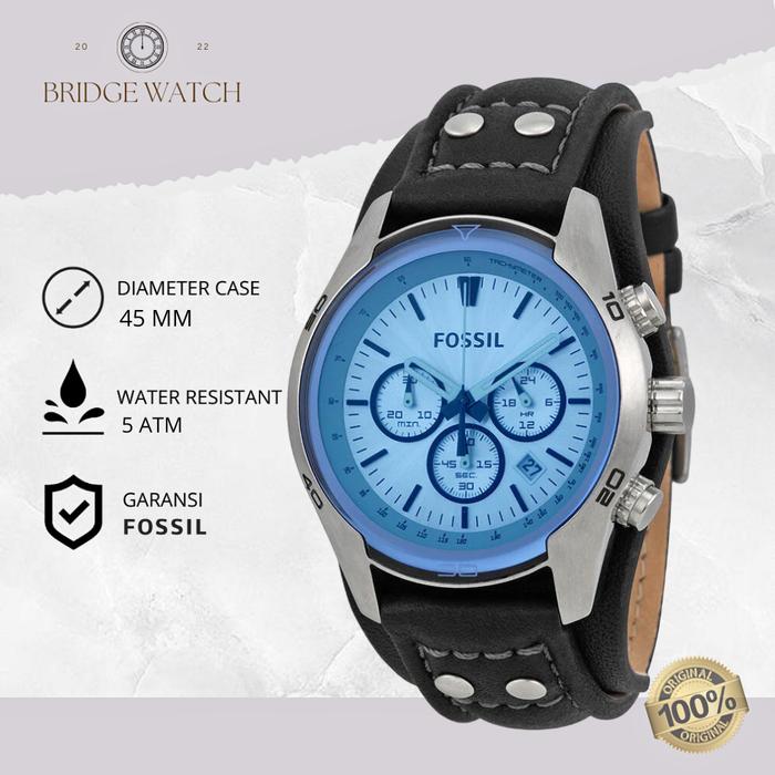 Jam Tangan Pria Fossil Coachman Chronograph Kulit Black Sporty Casual Original CH2564
