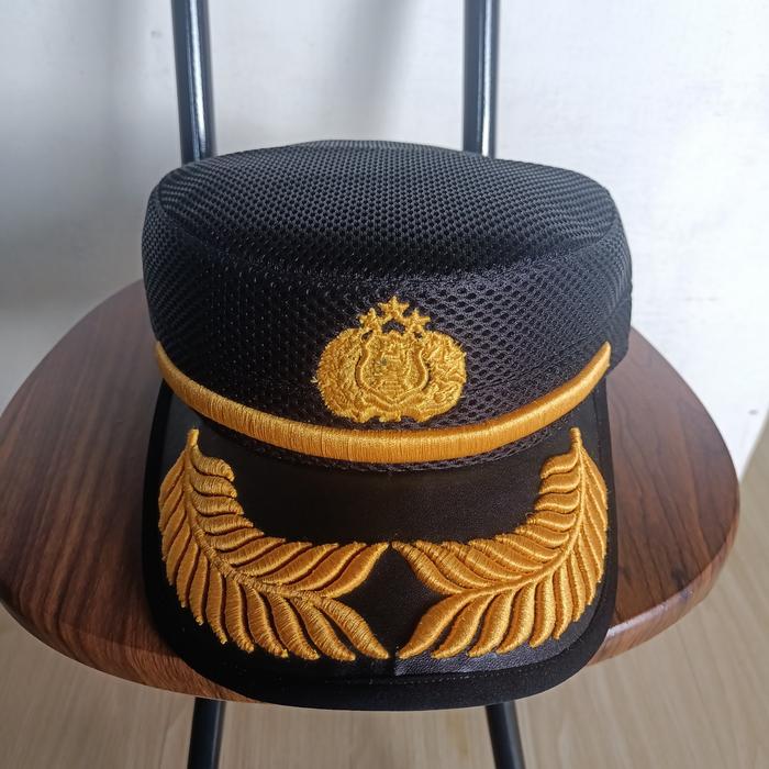 topi komando polri pamen jaring lidah kulit