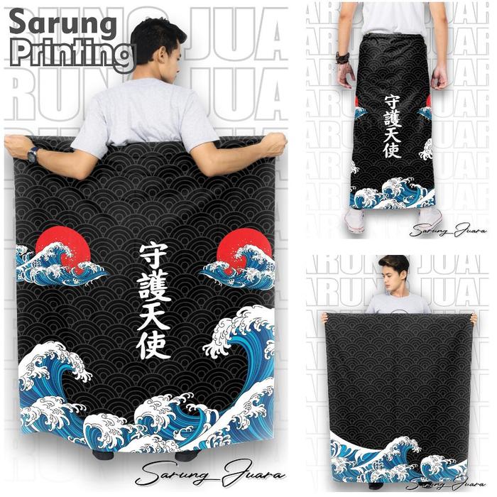 tru-63 Sarung Dewasa / Sarung Kasual / Sarung Printing Motif Anime / Ombak Jepang / Kitsune / Tulisa
