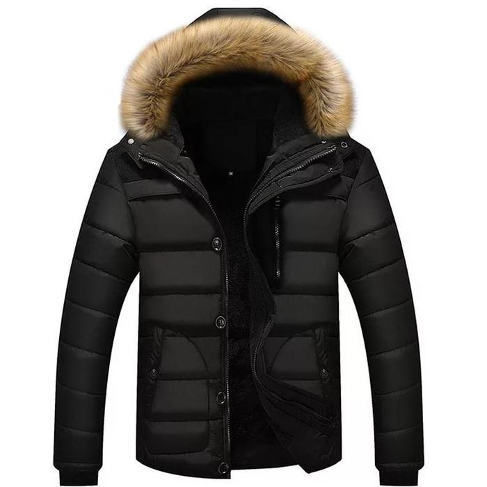 fashion pria jaket winter hodie matel bulu tebal lengan panjang