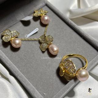 Satu Set Perhiasan Mutiara Air Tawar Asli Lombok| Kalung Mutiara Air tawar | Anting Mutiara Air Tawa