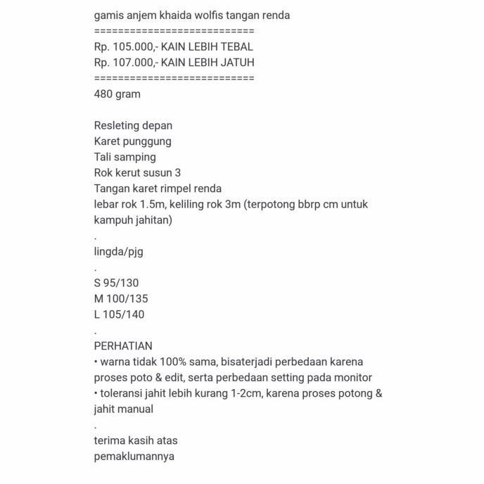 Tercepat gamis wolfis polos susun 3 tangan renda allizberry Terviral
