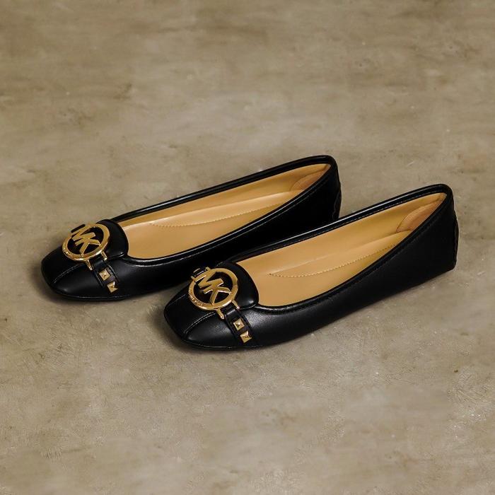 MICHAEL KORS MK Fulton Stud Flat Shoes in Black GHW