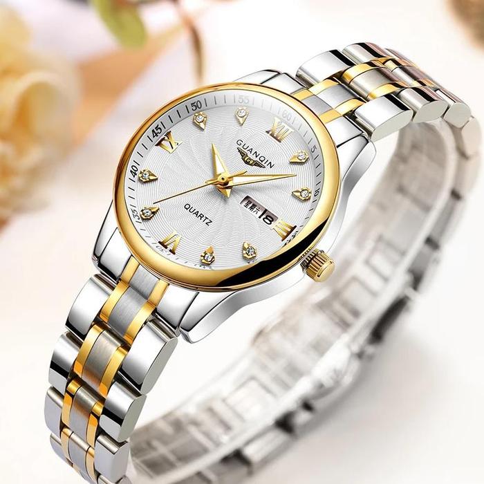 GUANQIN Couple Watch Set Men Women lovers Watch Stainless Steel D