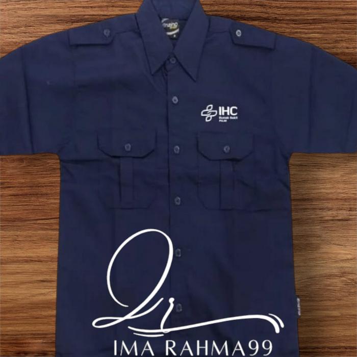 kemeja ihc rs pelni navy kantong 2 pendek