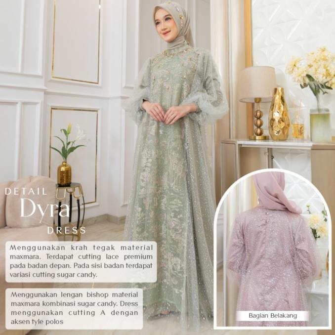 LYF OFFICIAL - DYRA DRESS - A LINE - GAUN - PANJANG - RESEPSI LAMARAN PREWED LEBARAN BUKBER - WANITA