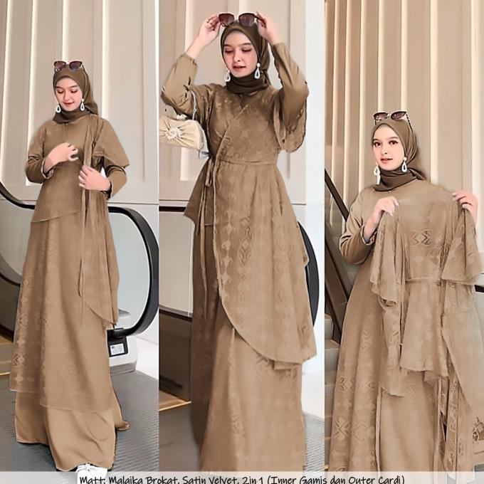 Gamis rinaya mocca XL maxy cardi dress pesta baju lebaran murah bal at