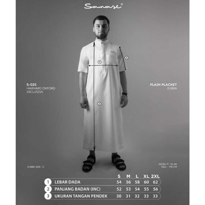 SAMASE Jubba Jubah Plain Placket S025 Lengan Pendek Ghamis Pria Dewasa Samase Original