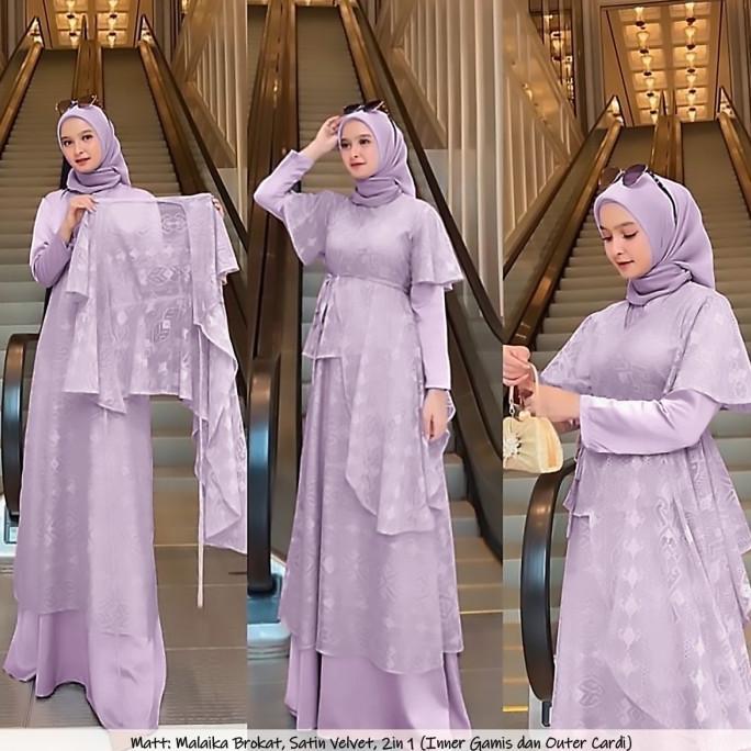 Gamis rinaya Lilac XL maxy cardi dress pesta baju lebaran murah bal at