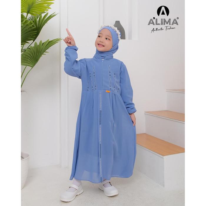 NEW Queen Kids Set Hijab Gamis Anak Swaroski Bahan Ceruty Bebydoll Usia 3-14 Tahun Ukuran S,M,L,XL