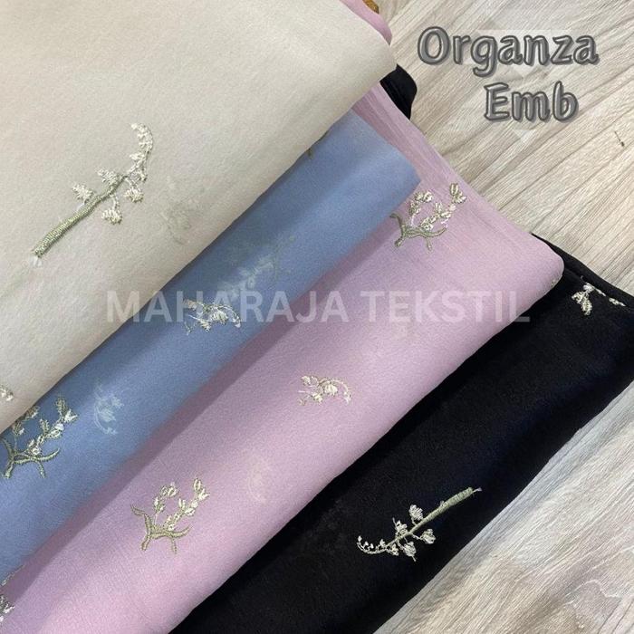 TERLARIS Kain Organza Emb / Organza Motif Bordir / Organza Corak Bunga / Organdy Bordir / Tulle Orga