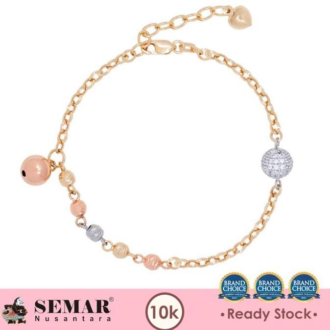 SEDIA Gelang Emas Bola Batu Putih Gold 10K Semar Nusantara