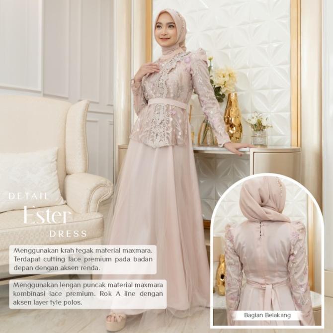 LYF OFFICIAL - ESTER DRESS - A LINE - GAUN - PANJANG - RESEPSI LAMARAN PREWED LEBARAN BUKBER - WANIT