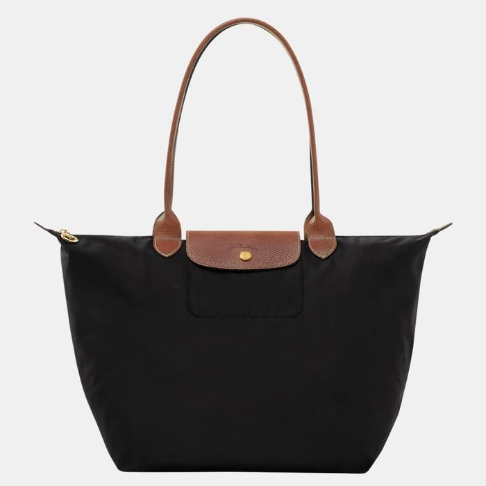 L O N G C H A M P  LARGE LONG HANDLE TOTE BAG IN BLACK