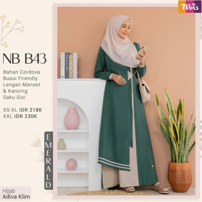 Gamis Nibras NB B43 Warna Hijau Emerald Baju Lebaran Busui Branded Ori