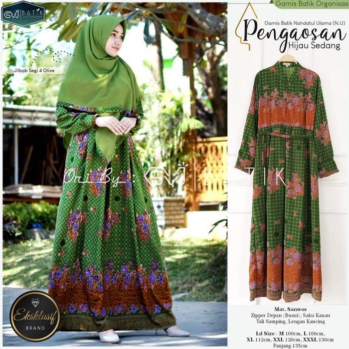 TERLARIS GAMIS PENGAOSAN NU MUSLIMAT NU 2024 LOGO NU HIJAU BAJU MUSLIM DEWASA ORI SVJ FREE MASKER NU