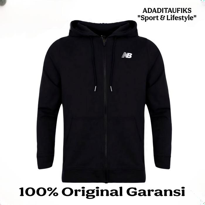 Jaket Zip Hoodie NB Womens New Essential Stacked Logo Original
