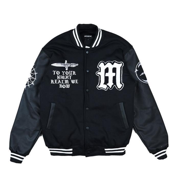 Moxie Jaket Varsity Nocturnal Unisex Hitam Black Jacket #Gratisongkir