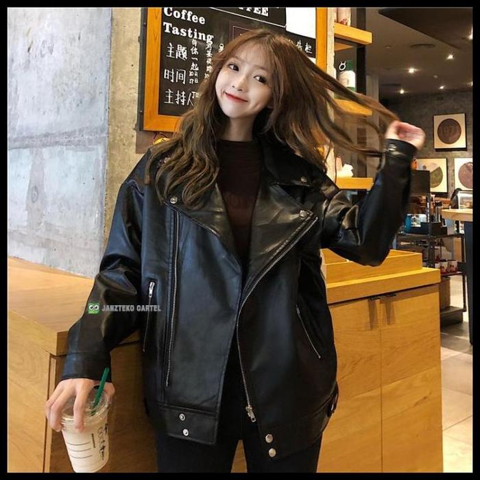 Ready Jnk X Nyc - Jaket Kulit Oversize Leather Jacket Wanita Korean Oversize Best Quality Asli 100%