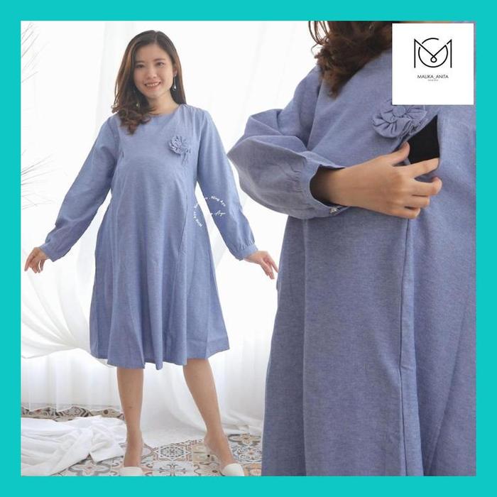 mlk_ mamahamilbutik baju hamil menyusui hijab agnes dress- dro 1008