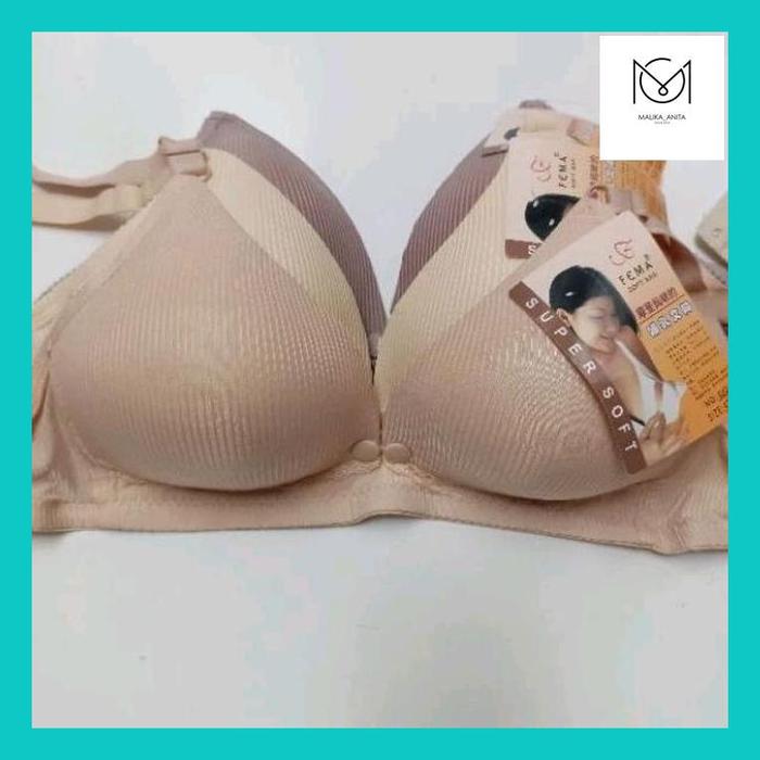 mlk_ bra menyusui fema kait 3 bukaan depan kancing dengan busa bra menyusui fema polos salur nursing