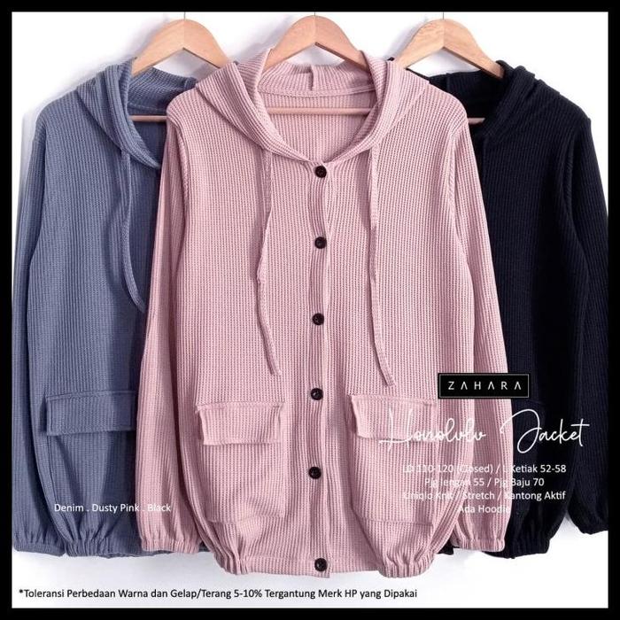 Terbaru New Honolulu Jaket Wanita Kaos Rajut Halus Hoodie Modis Casual Terlaris