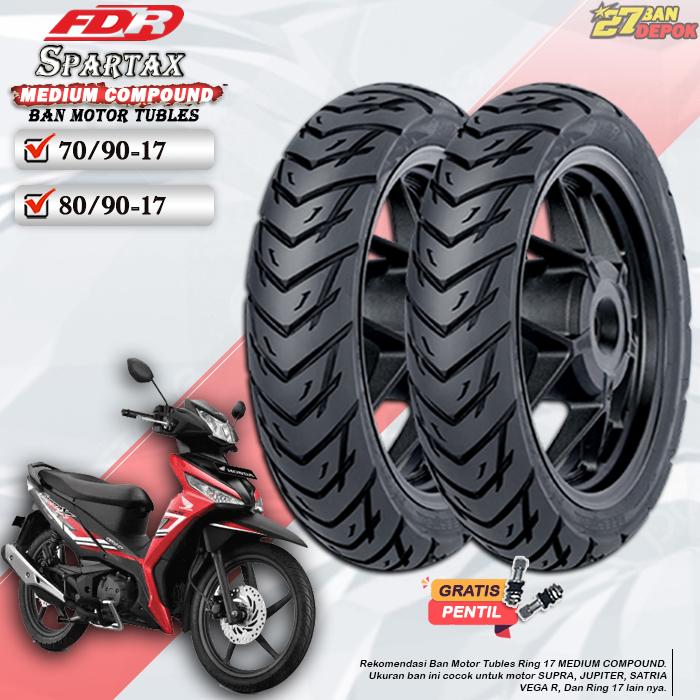 [SEPASANG] Ban Motor Bebek FDR Spartax Ring 17 Tubles Ban Motor Tubeless Supra Satria Vixion Ring 17