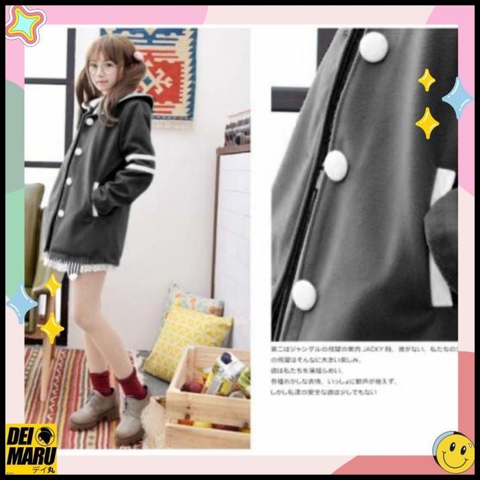 Terbaru Jaket Seifuku Sailor Stripe Black Jacket Harajuku Kawai Jacket Best Quality Asli 100% Origin