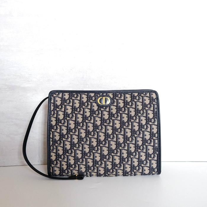 DIOR POCHETTE POUCH 30 MONTAIGNE BLUE OBLIQUE CANVAS
