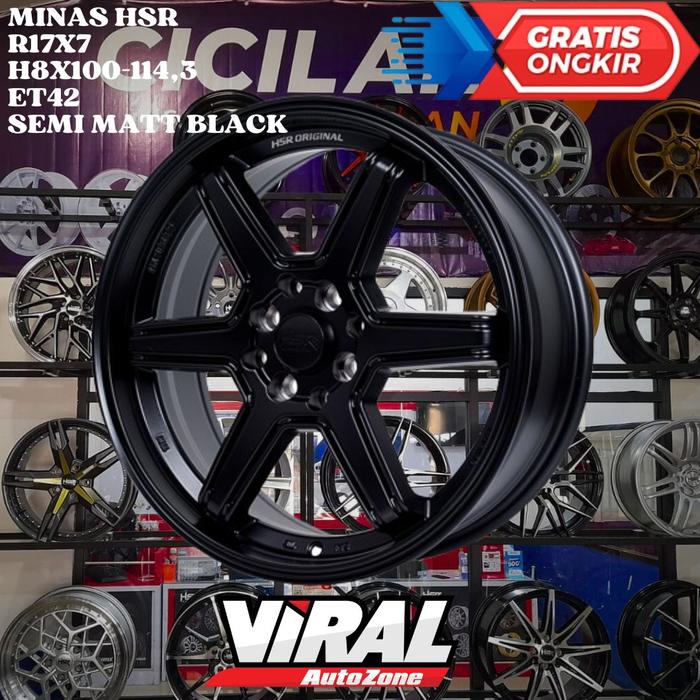 Velg Mobil Ring 17 Full Black TE37 HSR MINAS R17 Lebar 7,5 in Lubang 4 Gratis Ongkir