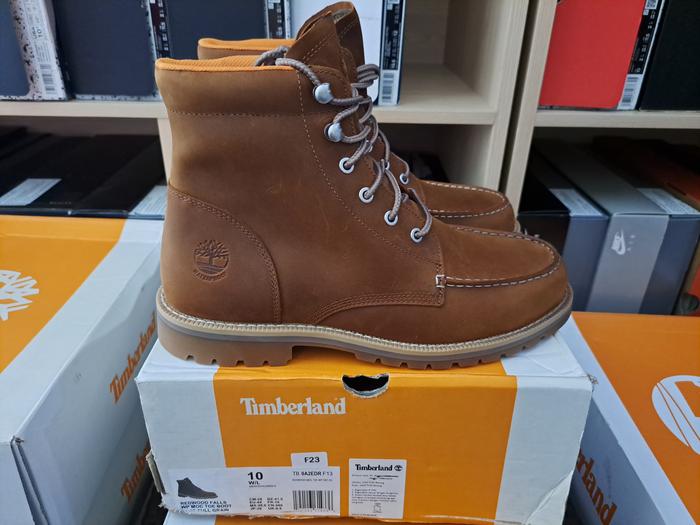 Timberland Redwood Falls Waterproof Moc Toe Boot Rust Full Grain Leather size US10/EUR44