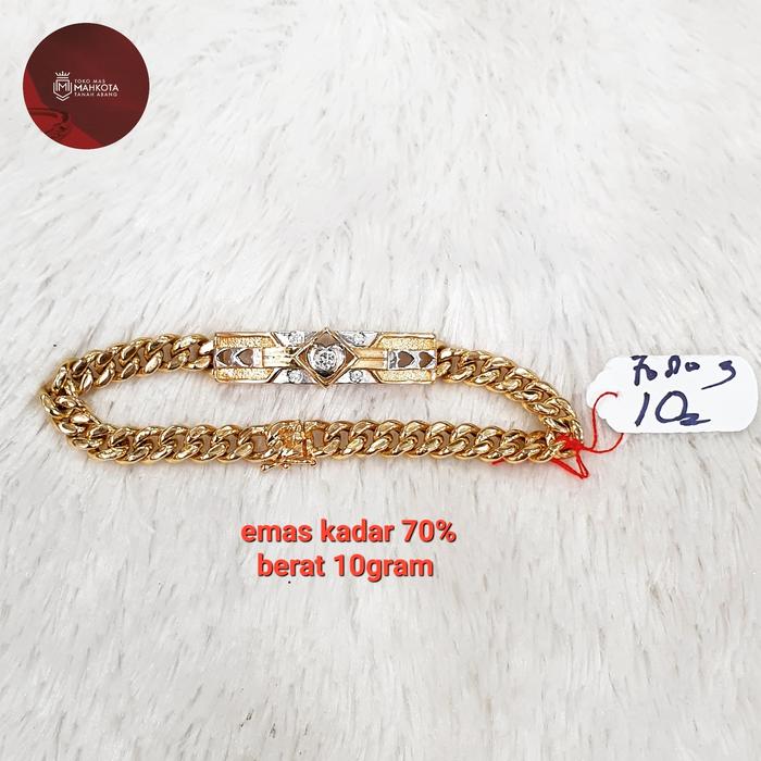 gelang plat sisik naga croom kombinasi emas kadar 70% berat 10gram